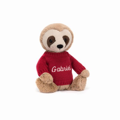 Jellycat Bashful Sloth with Red Jumper USA | 39482VWDX